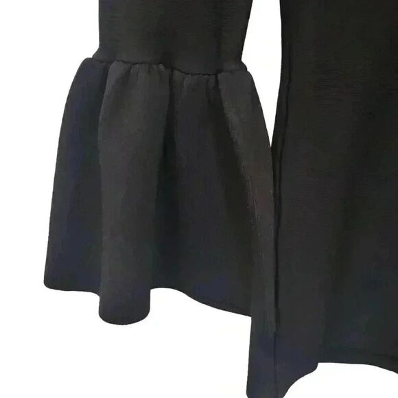 Rachel Parcell Women's Black Viscose/Poly/Nylon Knit Crew Neck Bell Sleeve Sweat - Picture 5 of 10